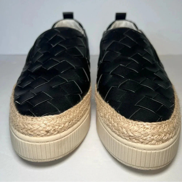 Franco Sarto Women's Hydee Slip On Shoe Size 10 Platform Flats Black Woven Vegan - Picture 2 of 13